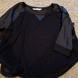 Price reduced! Mesh swim cover up w leather look sleeves